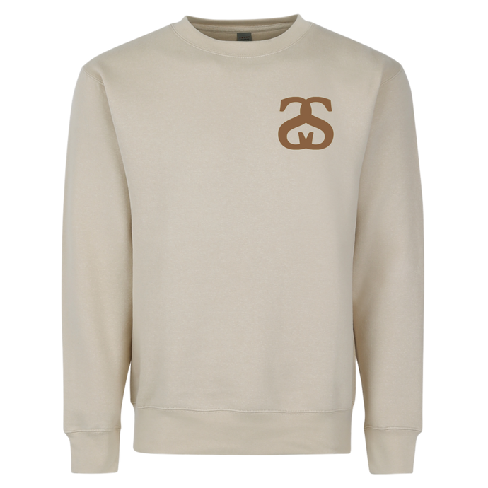 Stone Fleece Crew Neck w/ brown Logo