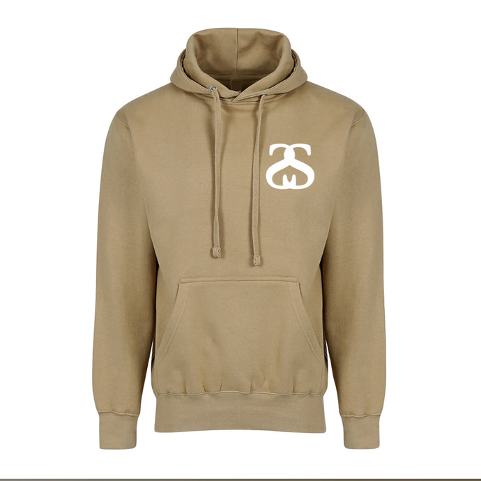 Khaki Fleece Hoodie w/ White Logo