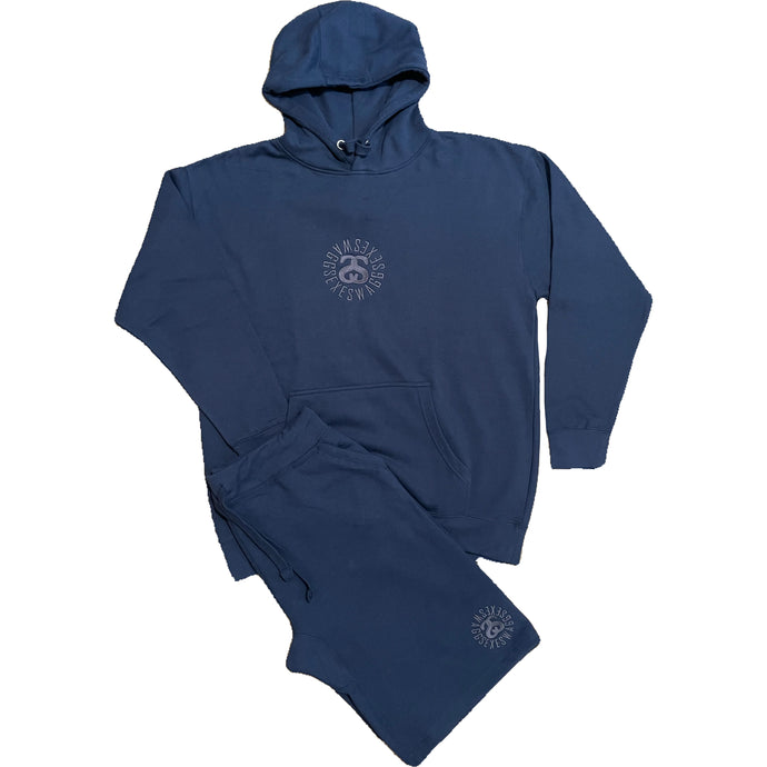 Navy Fleece Hoodie Short Set