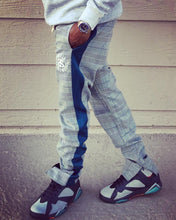 Load image into Gallery viewer, Plaid Track Pants w/ Teal Strip
