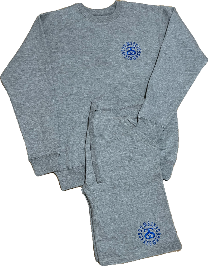 Gray Embroidered Fleece Short Set