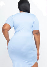 Load image into Gallery viewer, Pastel Blue Fitted Curved Hem Dress
